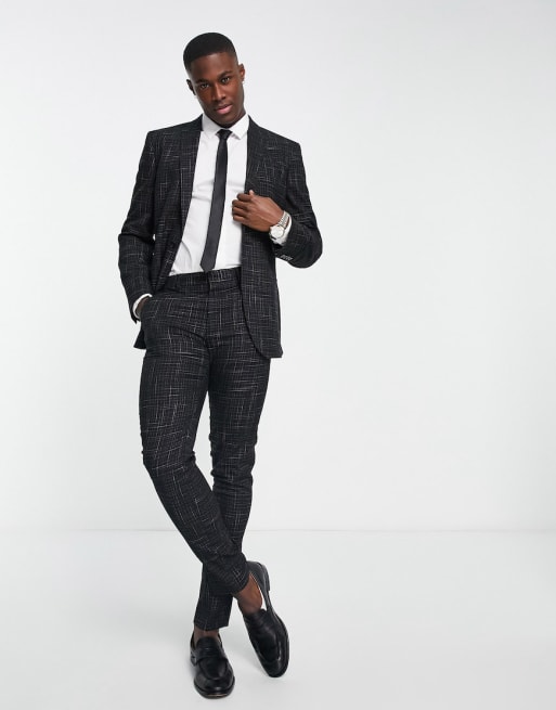 ASOS DESIGN skinny suit in crosshatch in black