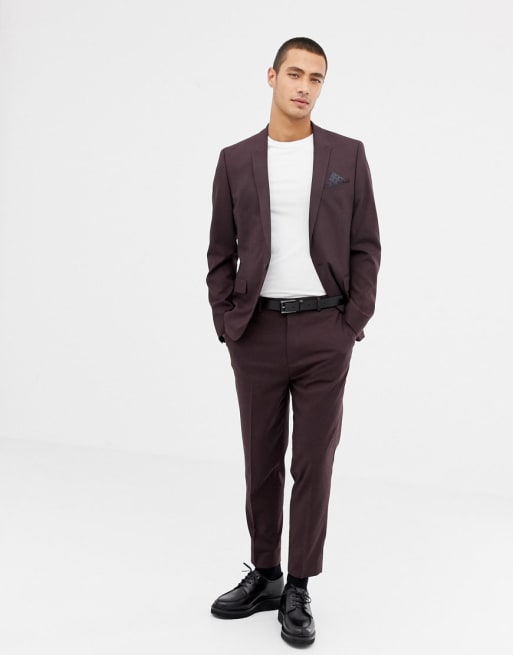 Asos Design Skinny Suit In Dark Brown Asos