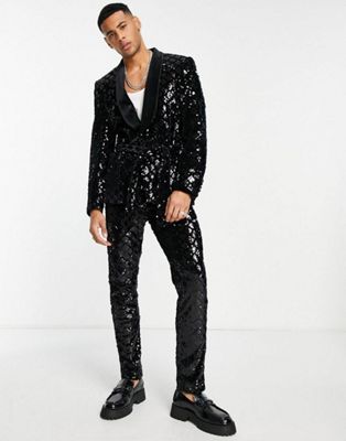 ASOS DESIGN skinny suit in diamond sequin