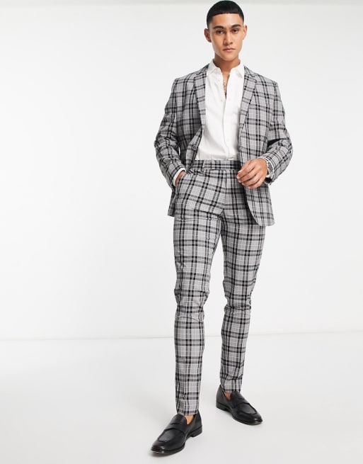 ASOS DESIGN skinny suit in gray check