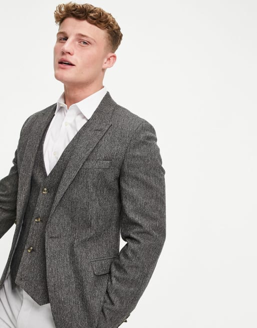 ASOS DESIGN skinny suit in gray nep texture