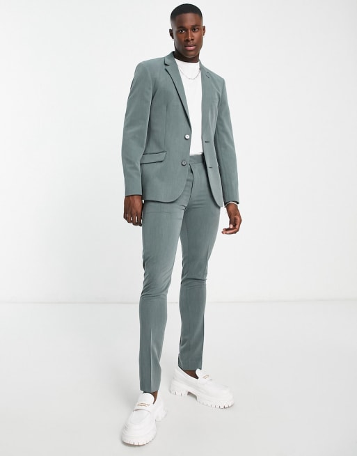 ASOS DESIGN skinny suit in peached twill in dark green