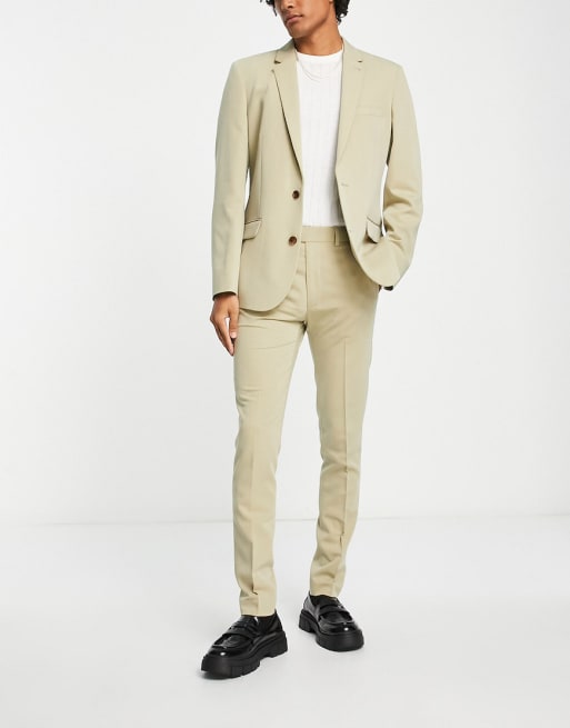 ASOS DESIGN skinny suit in peached twill in stone ASOS