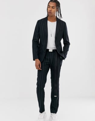 tonal stripe suit