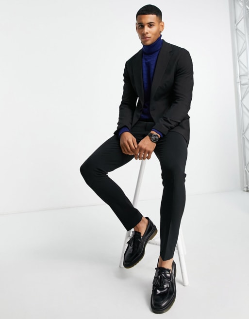 Asos black suit clearance jacket