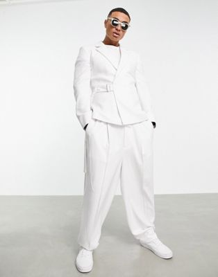 ASOS DESIGN skinny suit jacket in white twill