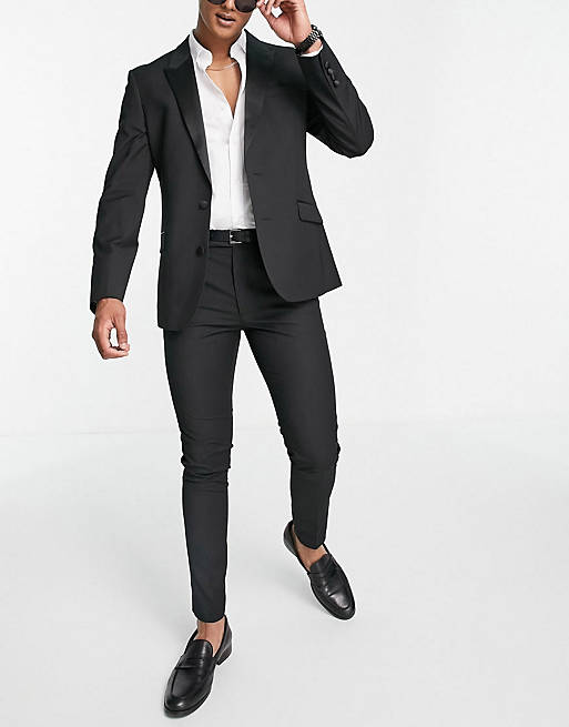 ASOS DESIGN skinny tuxedo in black suit
