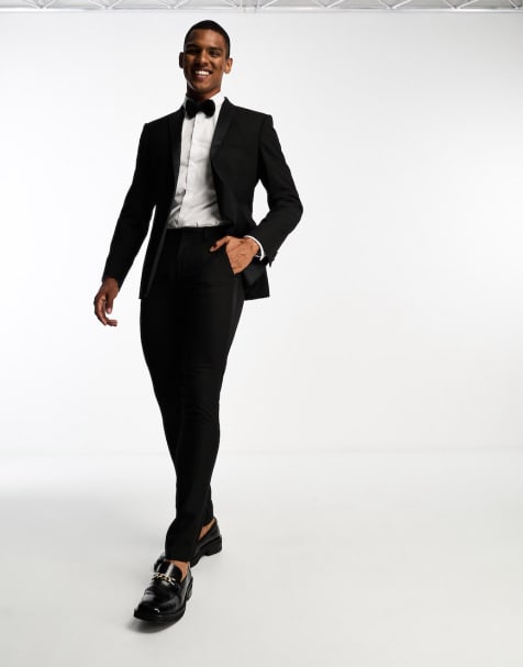 ASOS DESIGN skinny tuxedo in black - view 1