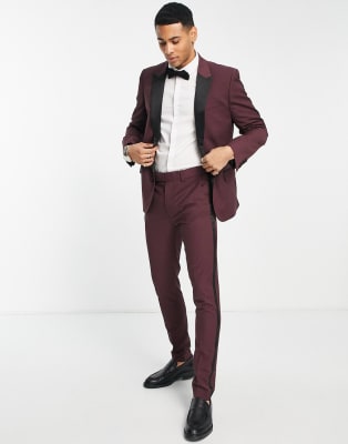 burgundy tuxedo with black lapel