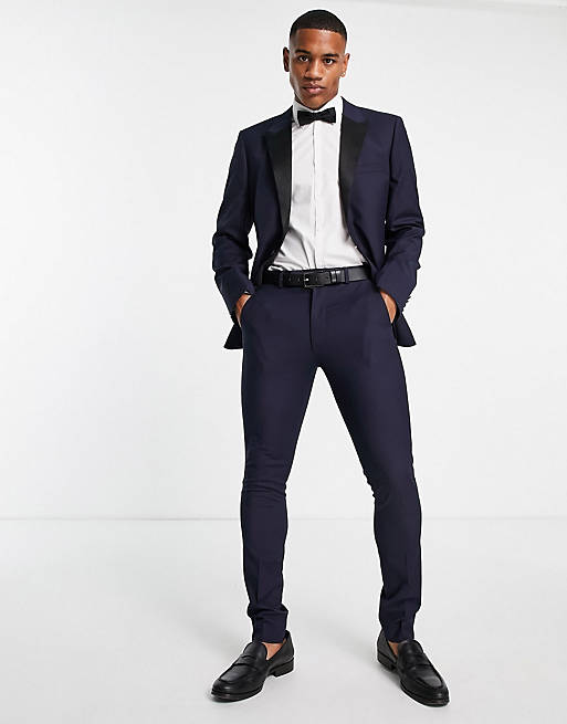 ASOS DESIGN skinny tuxedo in navy suit