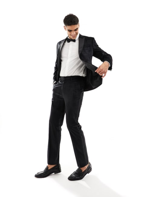 Asos Design Skinny Tuxedo Suit In Black Velvet Asos