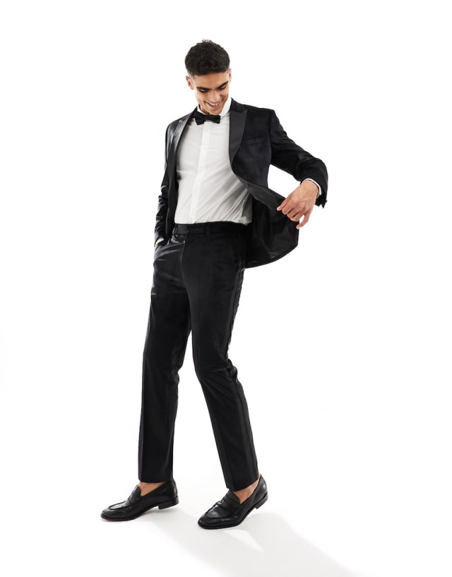 ASOS DESIGN - skinny tuxedo suit in black velvet