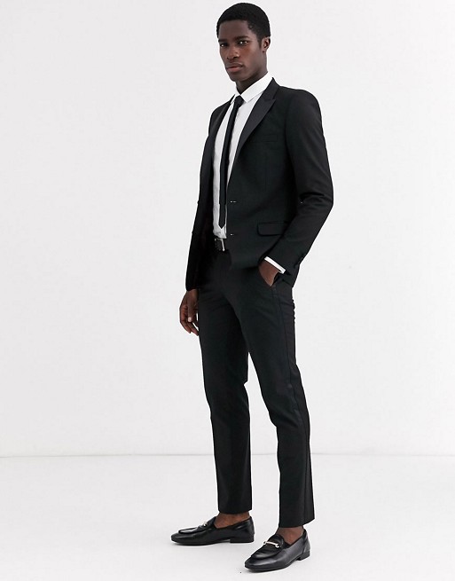 ASOS  DESIGN  skinny tuxedo suit in black