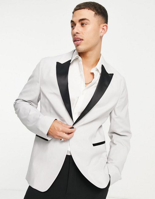 ASOS DESIGN skinny tuxedo suit in ice gray | ASOS