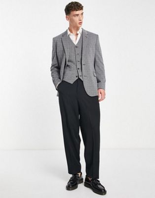 ASOS DESIGN slim blazer and waistcoat in navy pindot