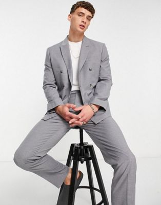 ASOS DESIGN slim double breasted suit in grey