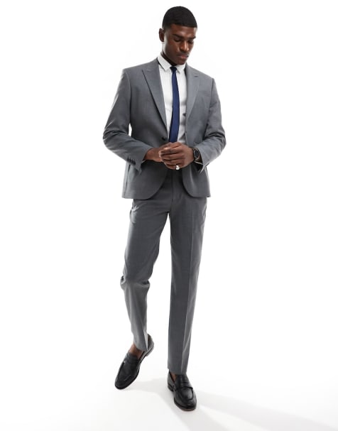 ASOS DESIGN slim fit suit with wool in charcoal - view 1