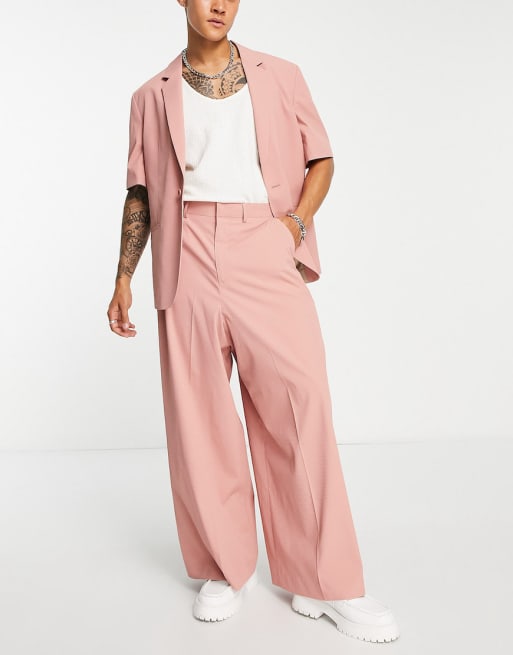 Asos Design Slim Micro Seersucker Suit In Pink Asos 6574