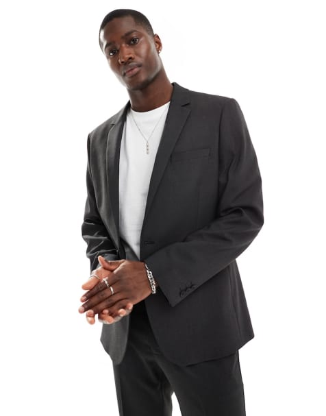 ASOS DESIGN slim suit in black pindot - view 1