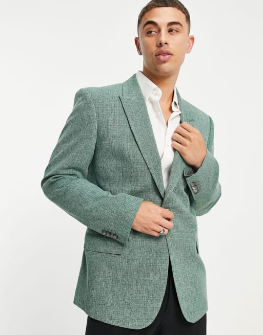 Asos Design Slim Suit In Forest Green Crosshatch Asos