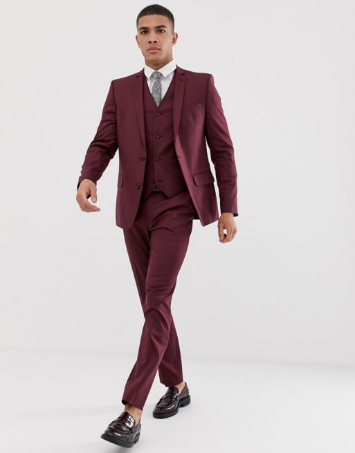 ASOS DESIGN slim suit in light burgundy | ASOS