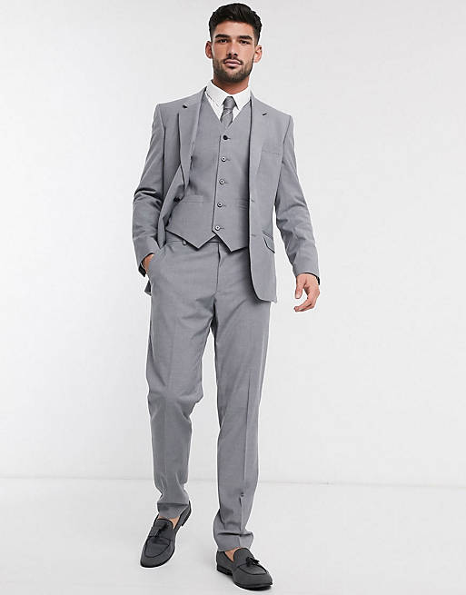 ASOS DESIGN slim suit in mid gray