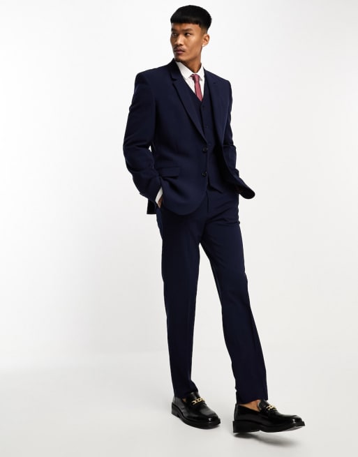 Asos Design Slim Suit In Navy Asos 1643