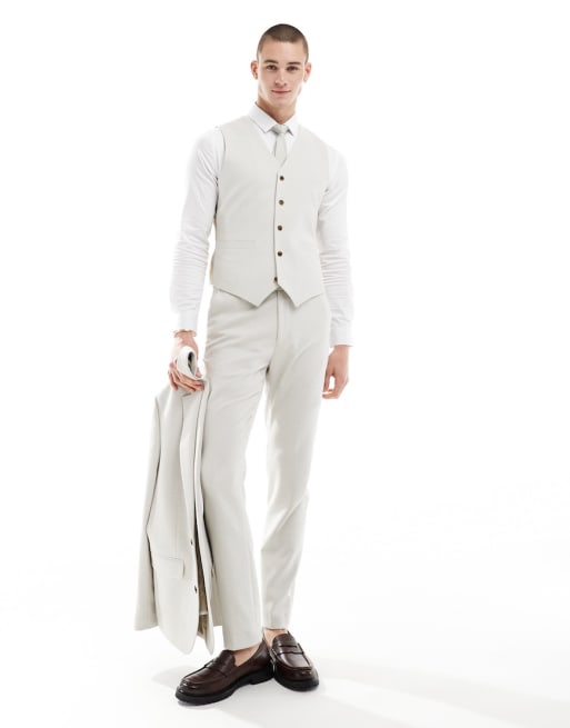 ASOS DESIGN slim suit in pale gray birdseye texture
