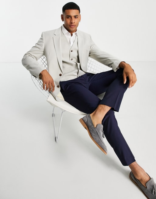ASOS DESIGN slim suit in stone