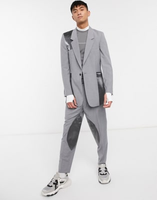 ASOS DESIGN slim suit with cut and sew satin panels | ASOS