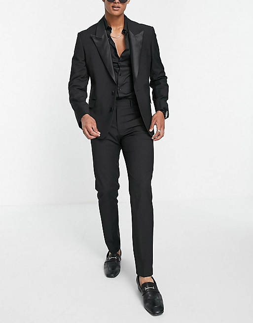 ASOS DESIGN slim tuxedo in black suit