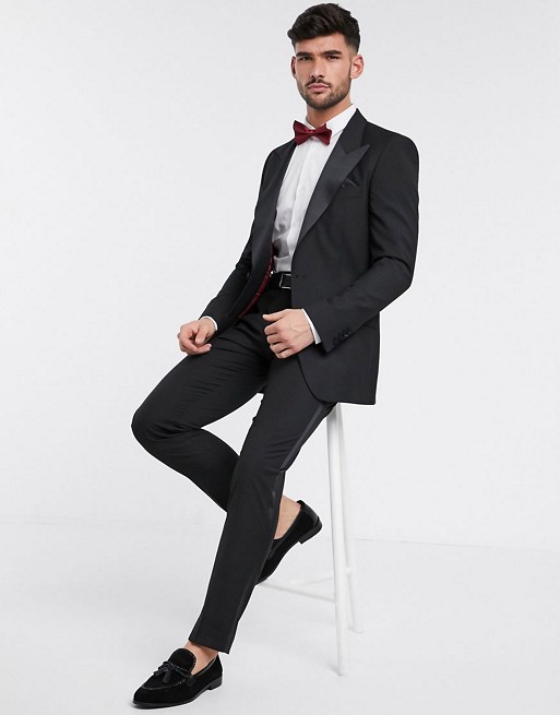 ASOS DESIGN slim tuxedo suit in black