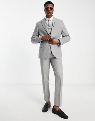 ASOS DESIGN slim wool mix suit in grey flannel