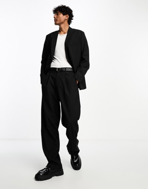 ASOS DESIGN - Smal pak met sjaalrevers in zwart