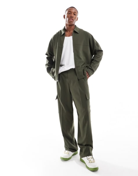 ASOS DESIGN smart cargo co-ord in khaki - view 1