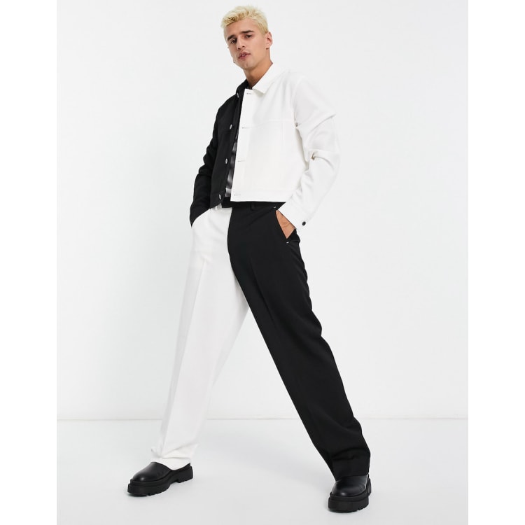 Half black and white pants sale