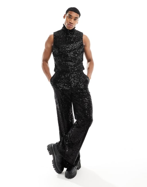 ASOS DESIGN smart co-ord in black sequin