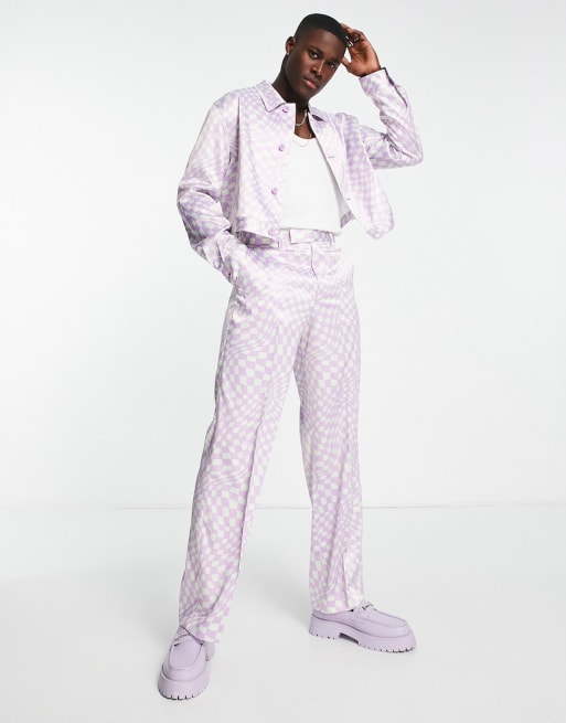 ASOS DESIGN smart co-ord in lilac checkerboard