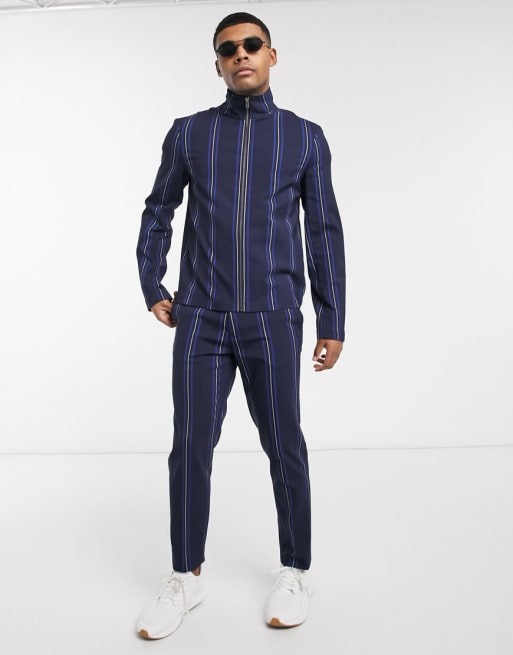ASOS DESIGN smart two-piece in navy stripe