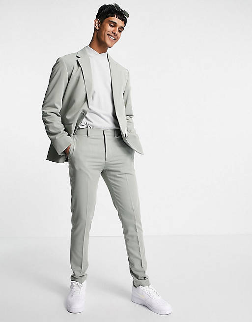ASOS DESIGN soft tailored suit in olive herringbone | ASOS