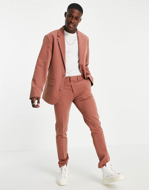 ASOS DESIGN soft tailored suit in rust herringbone | ASOS