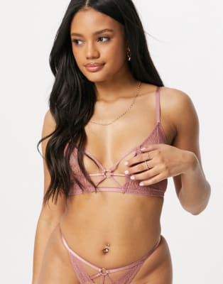 ASOS DESIGN Soozie lace set in dusky pink