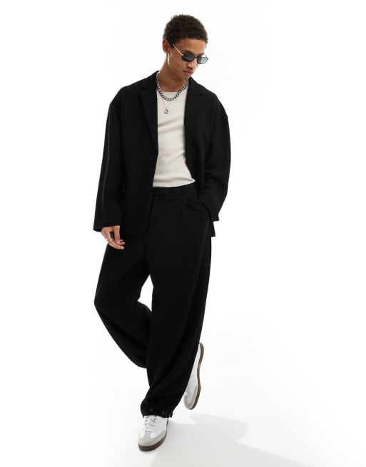 ASOS DESIGN - Sort jakkesæt i bæk og bølge