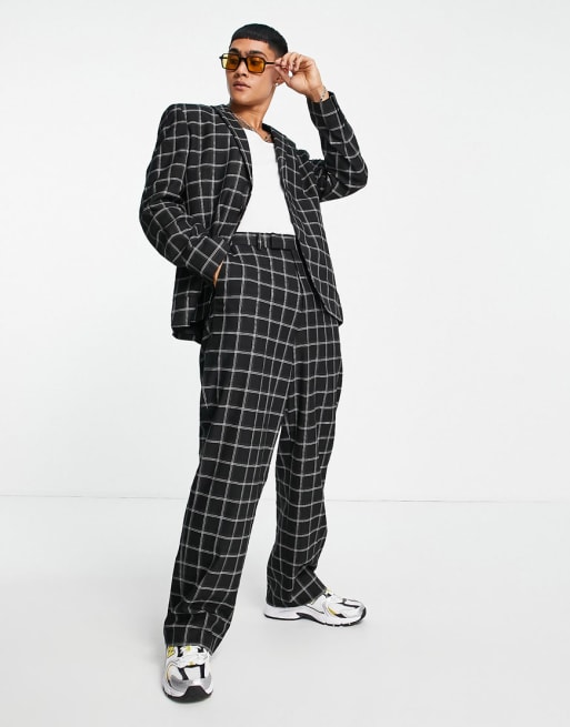 ASOS DESIGN - Sort slim-jakkesæt med tern