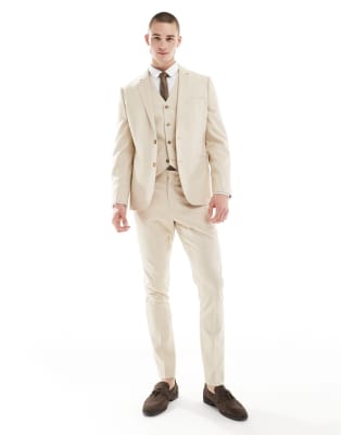 asos ASOS DESIGN stone wedding suit in skinny fit