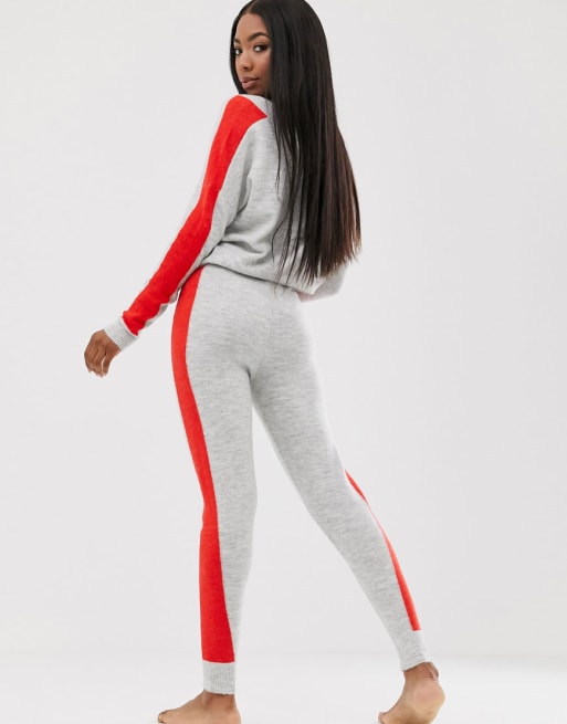ASOS DESIGN – Strickpullover und Jogginghose mit Zierstreifen, Kombiteil