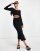 ASOS DESIGN - Strikket nederdel med slids foran i sort - Del af sæt