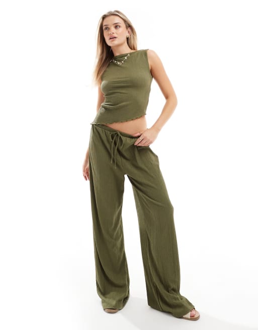ASOS DESIGN – Strukturerat set med vida byxor