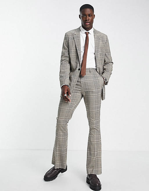 ASOS DESIGN suit in brown vintage check