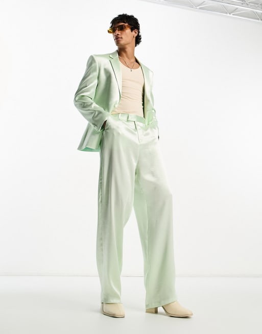 ASOS DESIGN suit in green satin ASOS